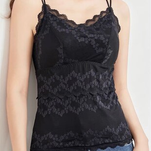 加绒吊带背心女聚拢加厚保暖内衣自发热内搭性感蕾丝打底上衣美背