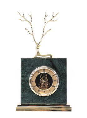 欧式大理石铜座钟客厅电视柜书桌装饰创意时钟摆件摆钟轻奢装饰品