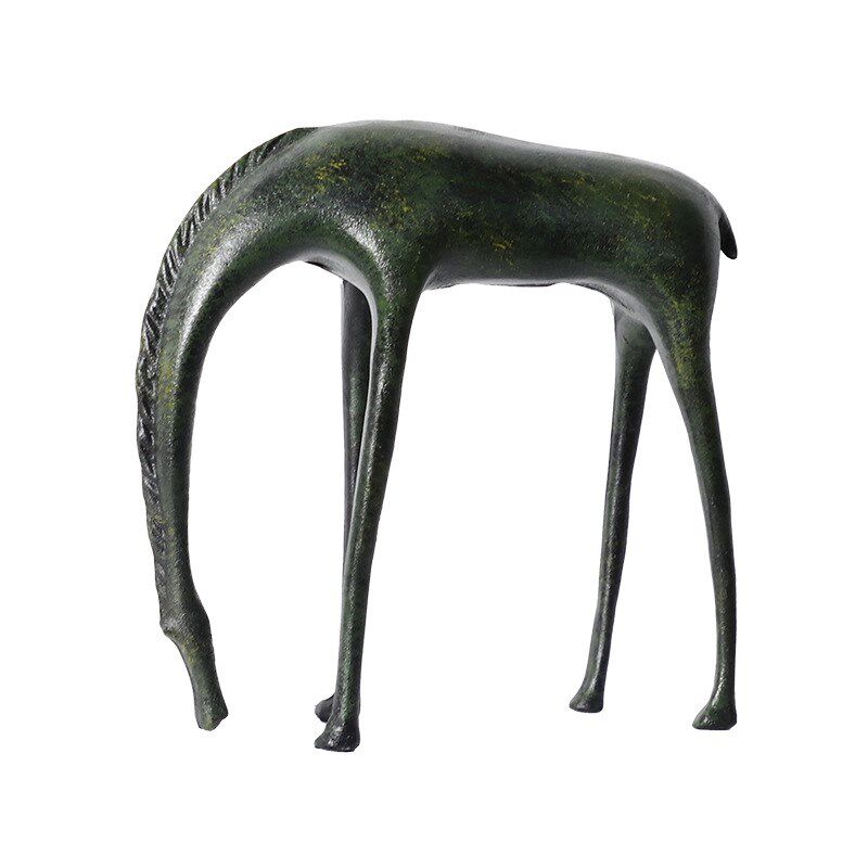 创意高级感铜绿色饮水金属马玄关卧室客厅桌面酒柜装饰品书房摆件