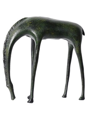 创意高级感铜绿色饮水金属马玄关卧室客厅桌面酒柜装饰品书房摆件