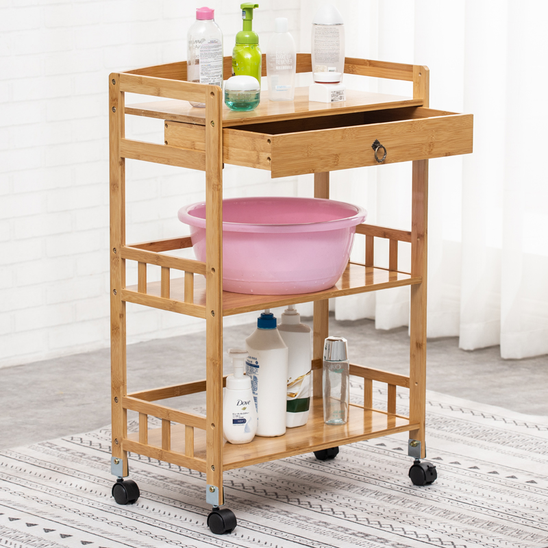 全竹防水餐车茶水酒水车可移动置物架美容美发小推车工具车实木