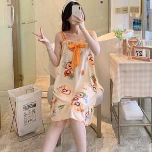睡裙女夏季纯棉无袖背心连衣裙可爱卡通春夏天吊带睡衣女士家居服
