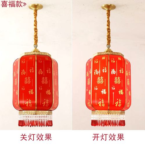 中式喜庆大红冬瓜纯铜灯笼室外防水结婚酒店山庄茶楼高档宫灯笼