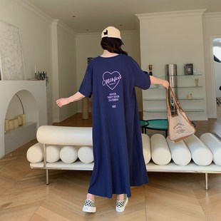 胖女生连衣裙超宽松遮肚子显瘦a字裙纯棉2025夏季大码长裙子夏装