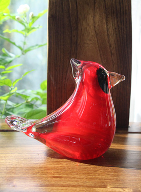 博山琉璃小鸟摆件喜鹊玻璃手工艺品书桌镇纸生日礼物创意装饰造景