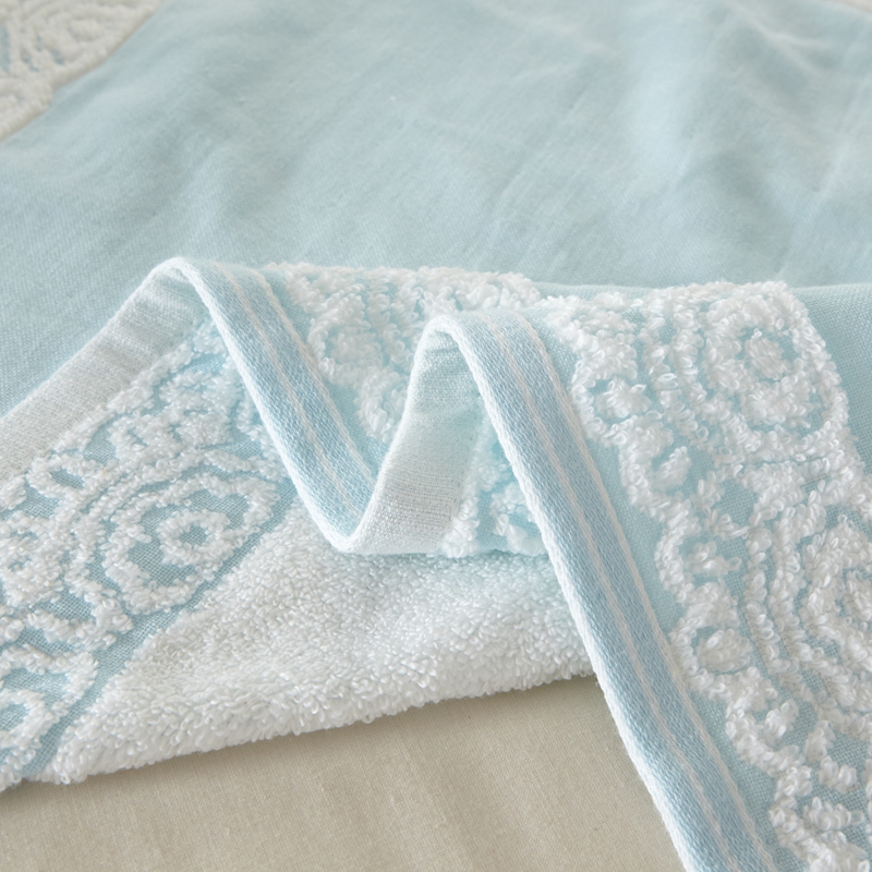 纯棉枕巾一对装全棉纱布高档北欧花边加大简约情侣抗菌防螨盖巾