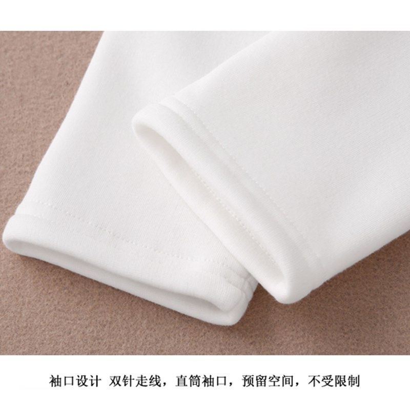 加绒儿童白色中领打底衫纯棉长袖圆领t恤男女童半高领加厚保暖衣