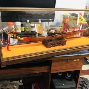 传统龙舟木雕模型 龙船模型家居饰品工艺船摆件复古非遗产品