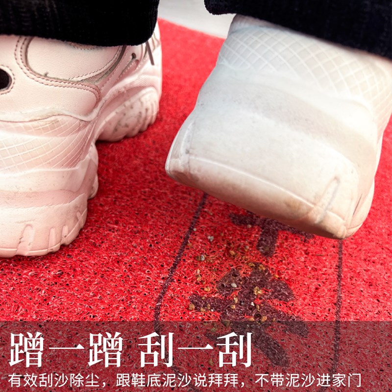新年红色丝圈入户门地垫进门门口防滑脚垫家用玄关客厅地毯脚踩垫