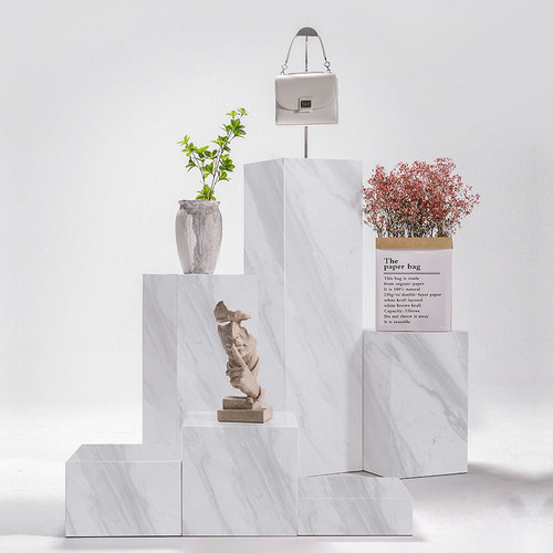 服装店模特鞋包橱窗展示台陈列道具中岛架流水台大理石纹路站台