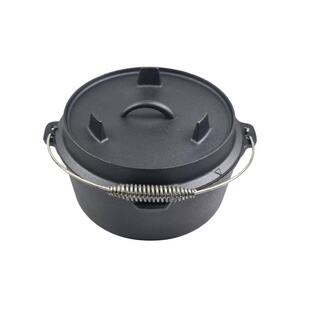 铸铁锅野营荷兰锅盖子带脚BBQ户外吊锅套组20cm25cm30cm37cm