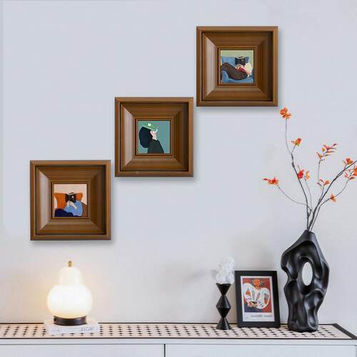 小众趣味中古物分小画人芯装饰画书房玄幅关ZC-010复古高子画框挂