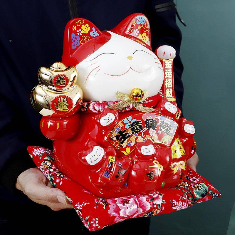 招财猫件店铺开业品招财猫5698899礼摇手摆家用陶收银台大小号瓷