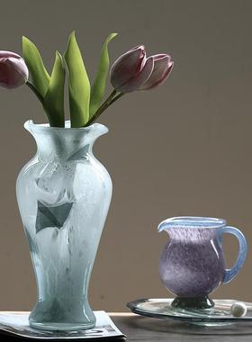 古法BXV2423式中风芬顿蓝色规则磁粉花瓶不nsi中国风鲜花餐桌电视