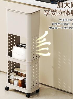 厨房圾桶家用容量带OSV盖移动双层收纳弯腰大日式多垃层置物架QS