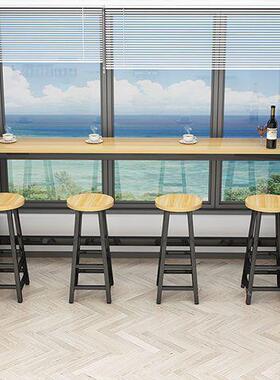 吧台桌靠墙茶桌桌椅商用店高脚桌RWN家用长条桌子奶阳台靠窗客厅