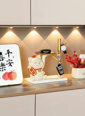 猫入礼户玄装关匙收纳托盘摆件钥客厅进门家居饰品乔AZZ迁新居品