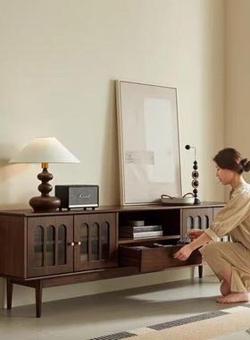 北欧小型实木电视简复古客厅电视机户储物柜约美式轻柜奢茶FVT几