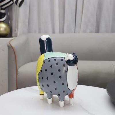 式奢抽象彩色波点猫咪树脂摆件客厅卧轻室玄关儿1073童家居装欧饰