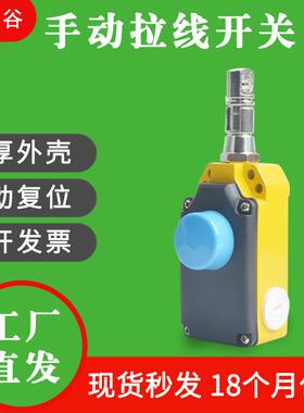 带按钮安全拉线开关LX-LS-S拉绳急停开关手动复位拉绳开关