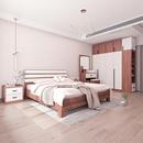 北欧简约现代卧室套房单人床开门衣柜带梳妆台床头柜组合