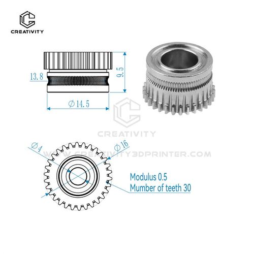 K1/K1C/Ender3v3双齿轮挤出套件升级硬化钢合金齿轮3D打印机配件