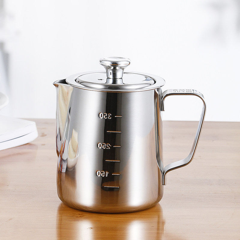 304不锈钢咖啡壶拉花杯尖嘴打奶泡杯带滤网刻度旅行泡茶壶煮壶