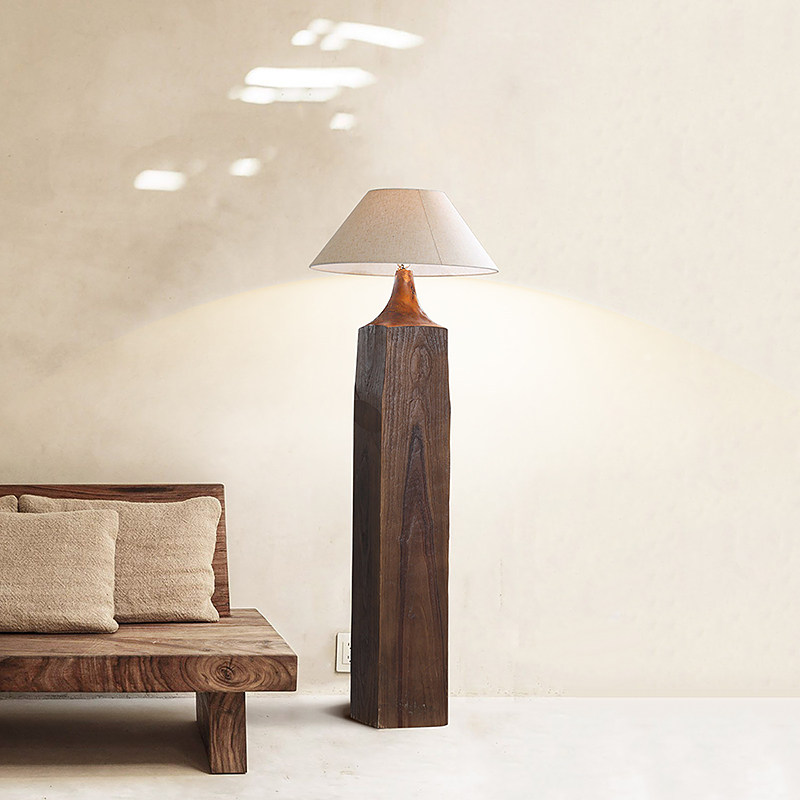 中古风落地灯复古风做旧实木灯具茶室民宿客厅客房侘寂风摆件装饰