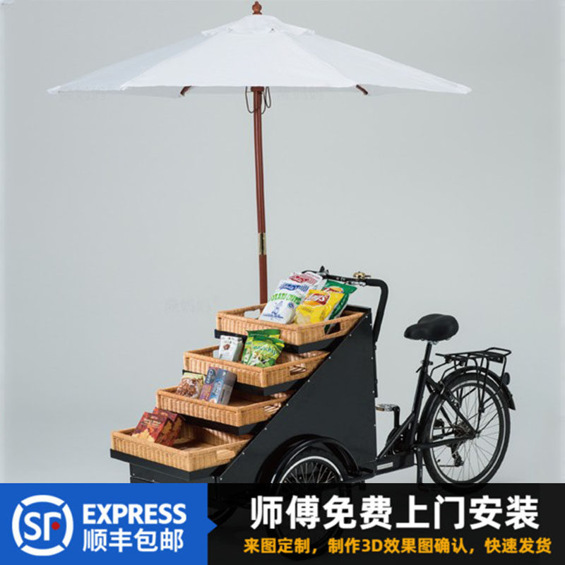 移动美食车花艺街景多功能流动摊位售货车风景区铁艺花箱花架水果