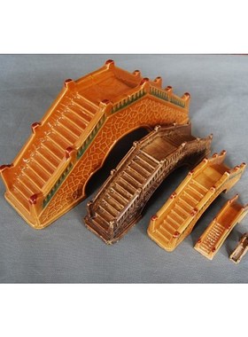 长3至34cm古代通花桥拱桥陶瓷摆件假山盆景鱼缸吸水石造景配件