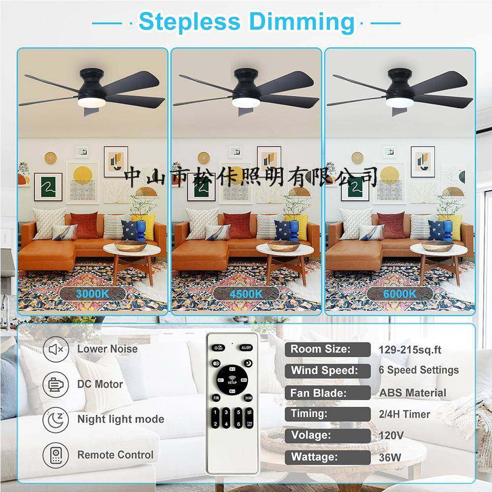 U遥L,CE认控证吊27扇灯亚马2逊4寸5叶吸顶风扇灯三色无极调光APP,家装灯饰光源,风扇灯,淘宝优惠券,粉丝福利购,淘宝优惠卷