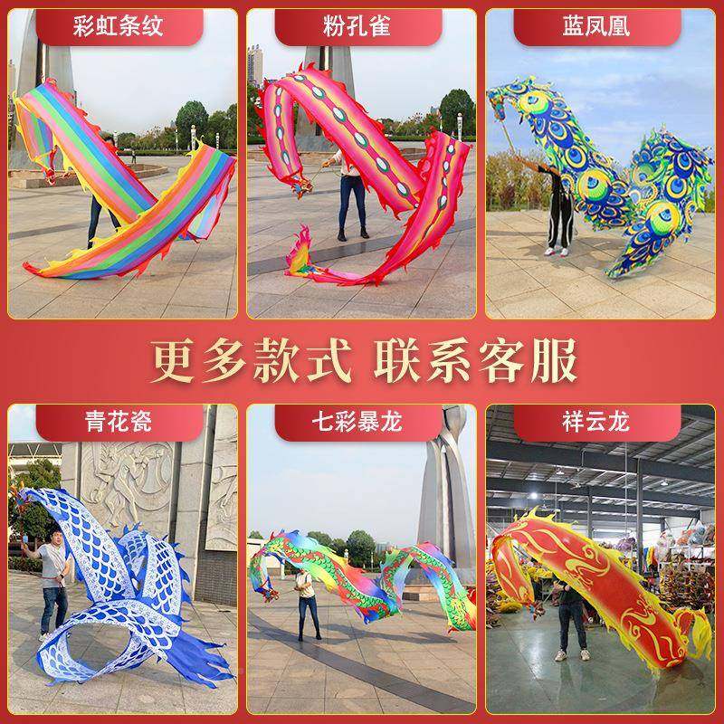 彩带龙RKM广场舞龙健身中年人动老手甩龙头钢架龙运儿龙童玩具龙