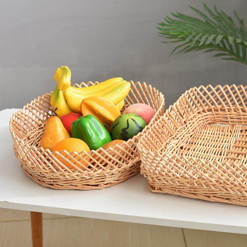 筐馒盘头筐篮柳收纳多功编收纳杂物蔬菜熟能食藤编家用水果556422