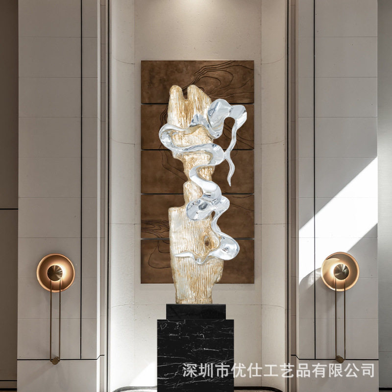 现代轻奢电镀抽象落地雕塑摆件