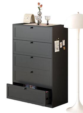 饰黑色铁艺家用钢制斗柜金属收ITA纳卧室储床头边柜玄关门物柜厅