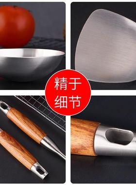 30不锈钢用铲家勺汤勺勺粉漏捞勺炒4菜铲子加厚厨房QRO花梨木