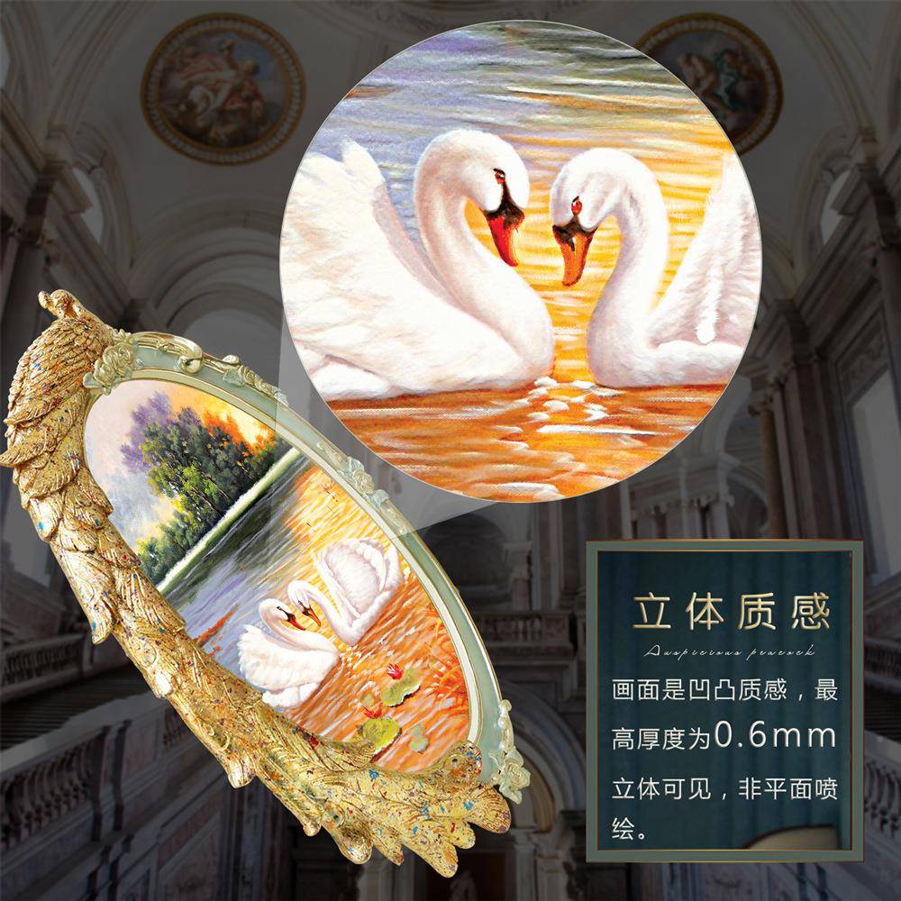 装高端独动特孔雀框玄关饰画ZHAN-075版欧竖式壁画天鹅物酒店挂画