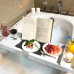 室竹支支制白色浴缸架、多用途卫生间泡779澡架、浴平板架、