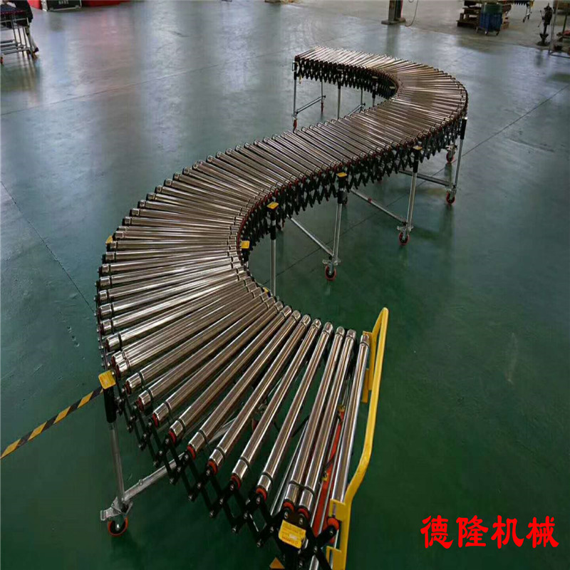 304不锈钢滚筒伸缩转弯输送机