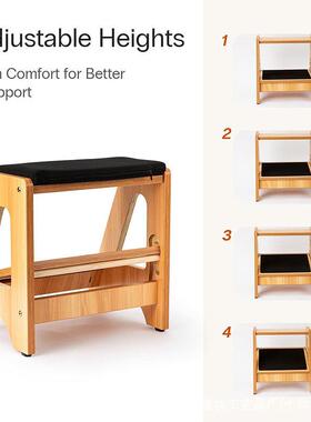 新款双步脚境踏板可调节公木质脚凳桌下腿托办室脚踏脚托跨木制储
