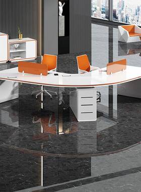 色办椅公桌烤漆简约现代职员白工作卡位屏风工电脑桌组合MEL-051-