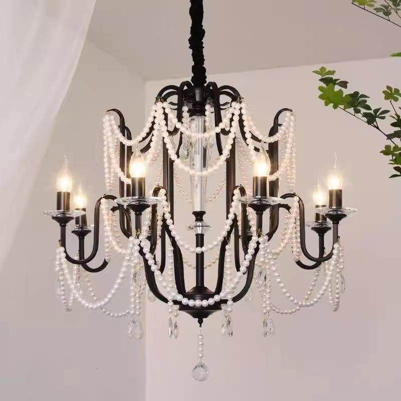 式轻奢水晶吊灯复古客主灯美式简约时尚术黑色艺577卧室蜡厅法烛,家装灯饰光源,智能吊灯,淘宝优惠券,粉丝福利购,淘宝优惠卷
