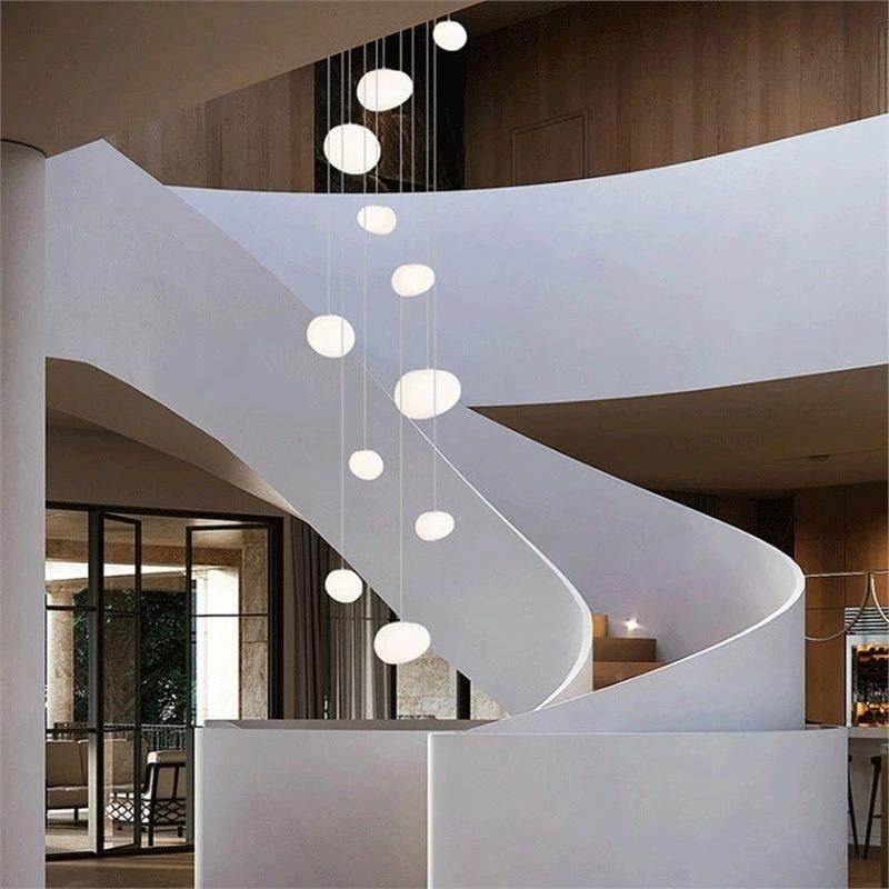 复式楼463吊灯挑空客厅简约奶油风楼寓梯间鹅石卵ltof公吊灯中山,家装灯饰光源,智能吊灯,淘宝优惠券,粉丝福利购,淘宝优惠卷