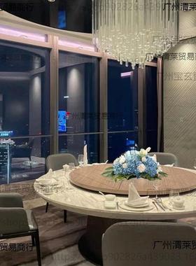 酒店大圆转盘中间装俊5Jwp2N饰桌餐桌花摆花桌花摆件宴会花会艺议