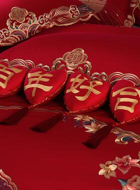 ODW婚嫁枕新婚房布置红色爱心喜字抱靠垫新床婚客厅结沙发上压床