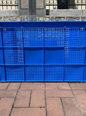 蓝色快塑料筐周镂空加厚胶框长方REL形转蔬菜箱水果框递收纳大号