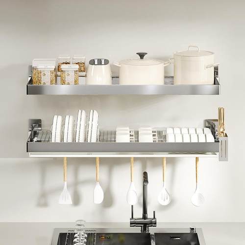 304不筷锈钢窗台窗户壁挂式水置槽物架放碗盘碟碗ACX沥水架碗收纳