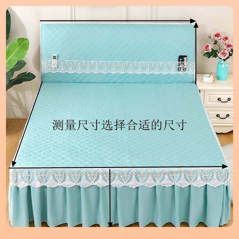 ?约夹简棉床裙单双人梦思床防席尘罩F766899T套床笠床纯色全包头
