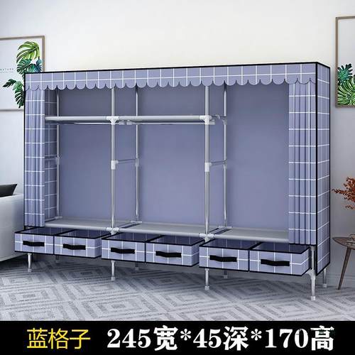 钢管简易布衣柜耐出租用全钢架985加厚加粗结实房用家用卧室组装