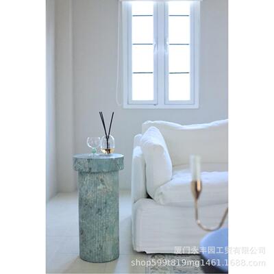 嘻物所复古边桌边几绿民客厅仿大理石554柱罗马宿茶几设计艺术中